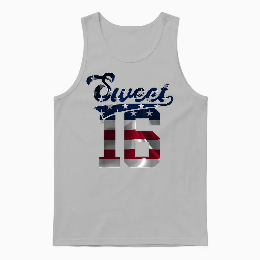 Sweet 16 Usa Sweet Sixteen 16. Geburtstag Unisex Tank Top in Ash