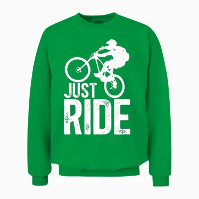 Mountain Biking Just Ride Distressed Unisex Sweatshirt - Irish Green