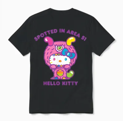 Hello Kitty Spotted in Area 51 Alien Sighting Unisex T-Shirt - Black