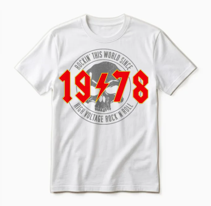1978 Jahrgang Geburtstag Rock and Roll Heavy Metal Unisex T-Shirt in White