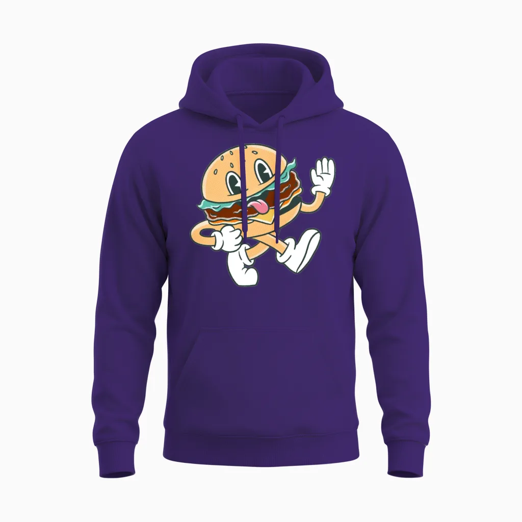Funny Hamburger Unisex Hoodie in Purple