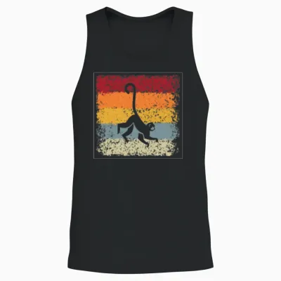 Monkey Retro Unisex Tank Top - Black
