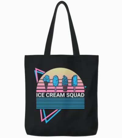 Ice Cream Retro Tote Bags - Black