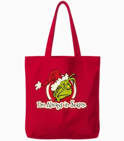 Dr. Seuss Grinch Always in Season Short Sleeve Tote Bags - Red
