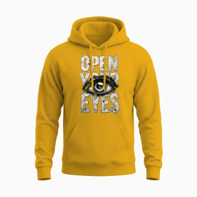 Open Your Eyes Eye Graphic Unisex Hoodie - Gold