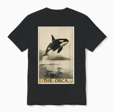 Orcas Orca Tarot Card T-Shirt, Black Unisex T-Shirt - Black