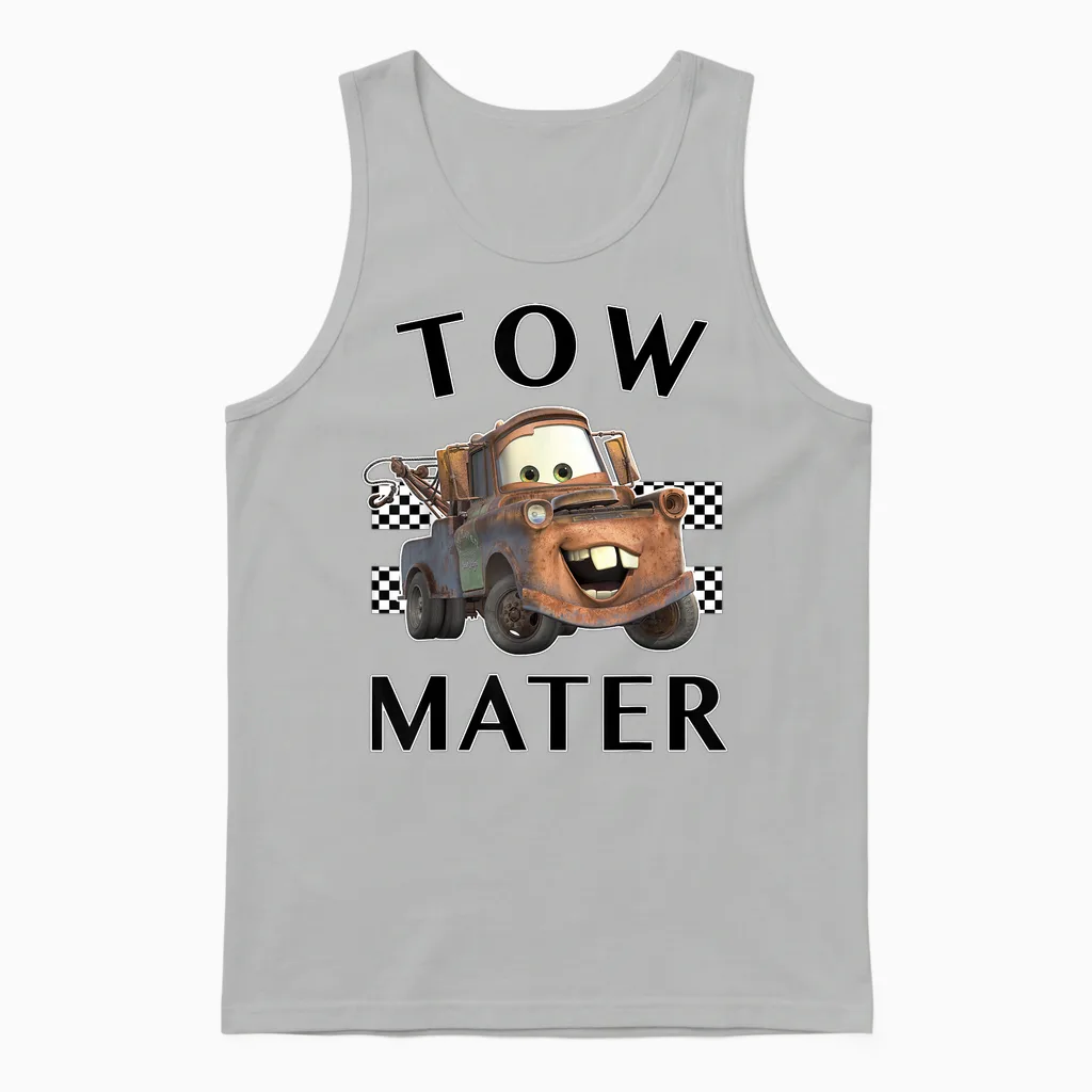 Disney Pixar Cars Tow Mater Finish Graphic Unisex Tank Top in Ash