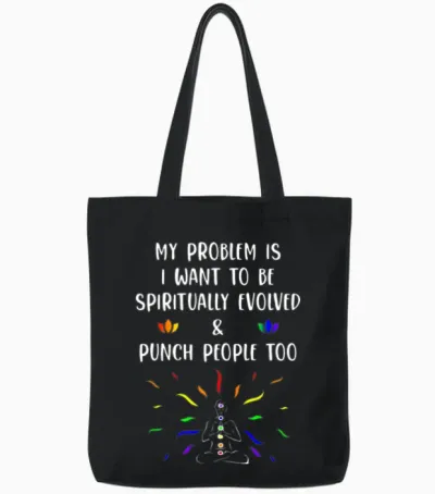 Spiritual but Hood Tote Bags - Black