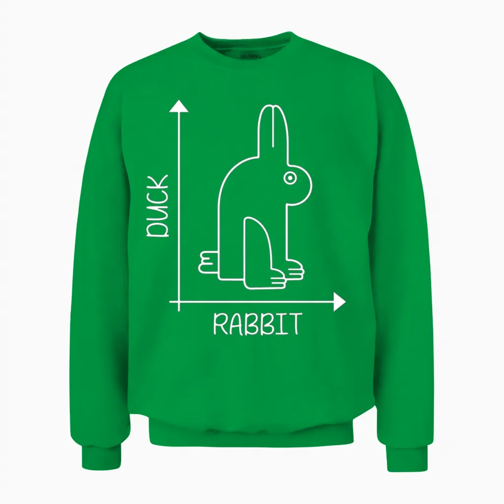 Duck or Rabbit Unisex Sweatshirt in Irish Green