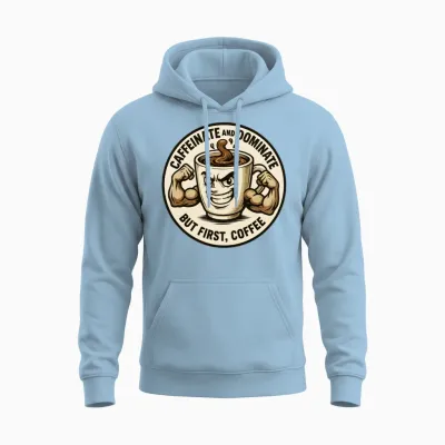 Caffeinate Unisex Hoodie - Light Blue