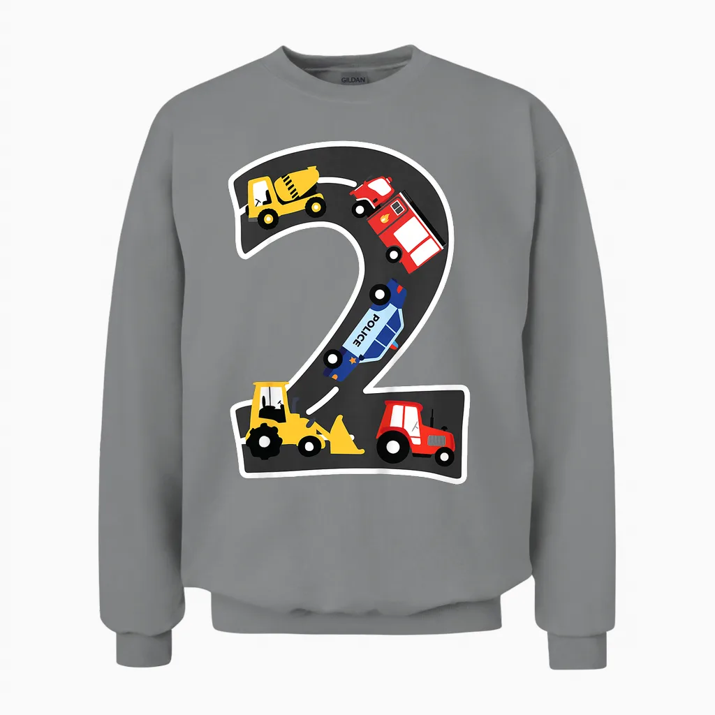 Bagger Traktor Auto Baustelle Ich Bin 2 Jahre Geburtstag Unisex Sweatshirt in Sport Grey