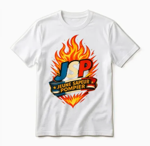Jsp - Young Firefighter Burning Unisex T-Shirt - White