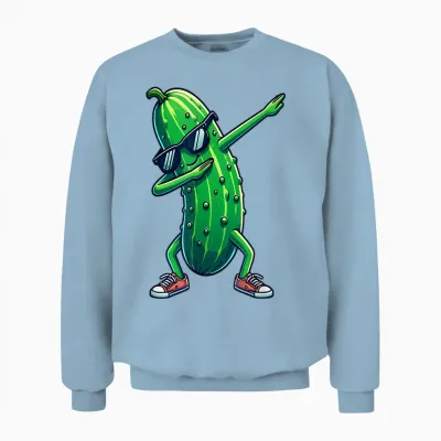 Dab Cucumber Dancing Dabbing Cucumber Vegetables T-Shirt, Black Unisex Sweatshirt - Light Blue