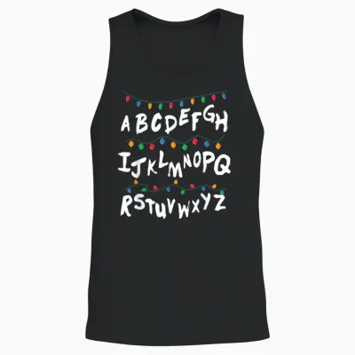 Alphabet Christmas Lights T Shirt Stranger Tee Gift Unisex Tank Top - Black