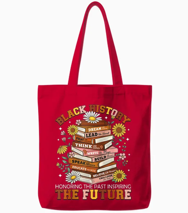 Black History Month Black Leaders African American Teachers Tote Bags in Red