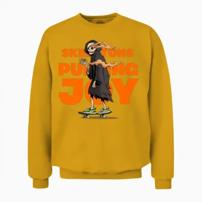 Skeleton Puffing Joy Funny Halloween Unisex Sweatshirt - Gold