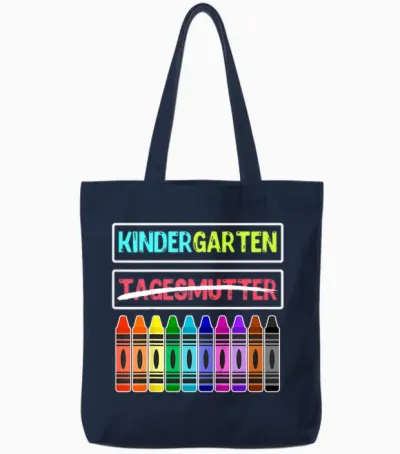 Hallo Kindergarten Tschüss Tagesmutter Kindergartenkind Tote Bags - Navy