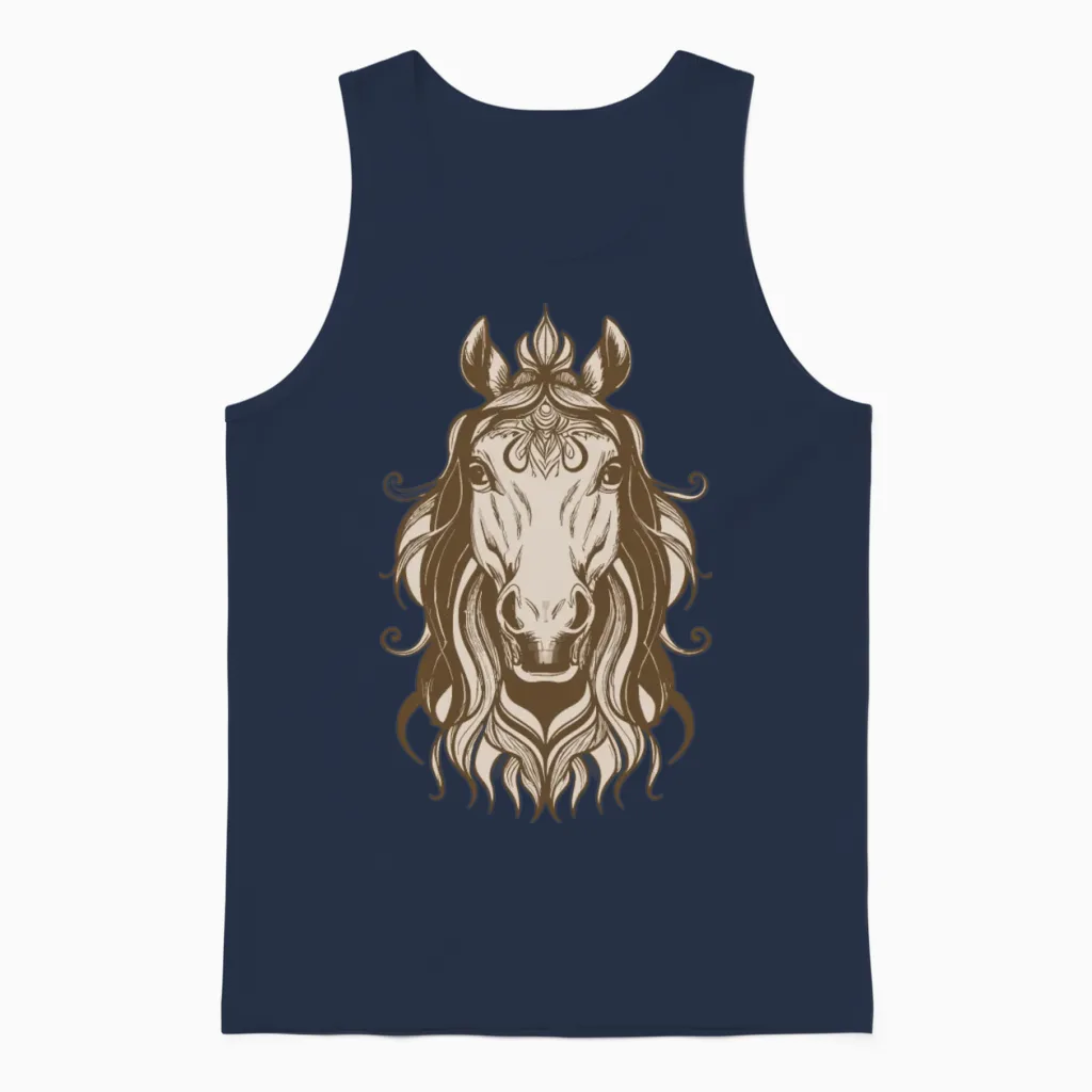Horse Head Design Lovers Unisex Tank Top in Navy