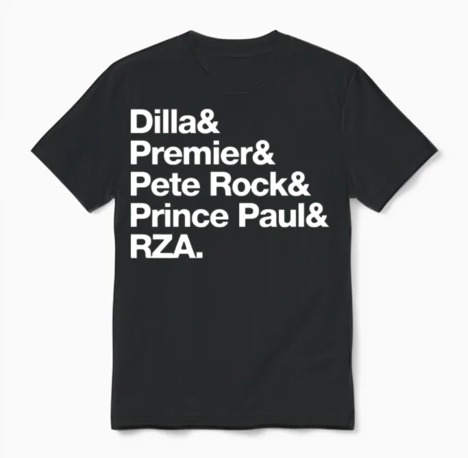 J Dilla Premier Pete Rock Prince Paul Rza Helvetic Unisex T-Shirt in Black
