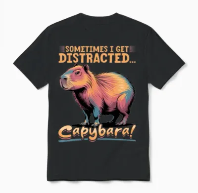 Funny Capybara Unisex T-Shirt - Black