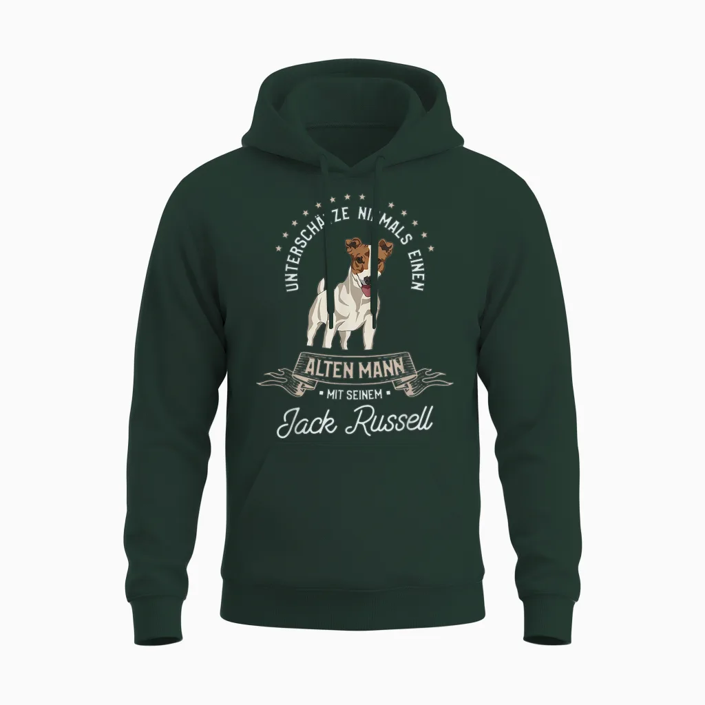 Unterschätze Niemals Einen Alten Mann Mit Seinem Jack Russel Unisex Hoodie in Forest