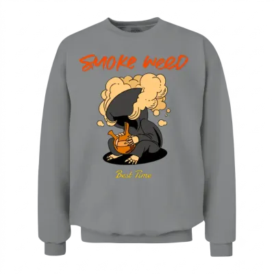Cartoon Art Smoke Weed Unisex Sweatshirt - Sport Grey