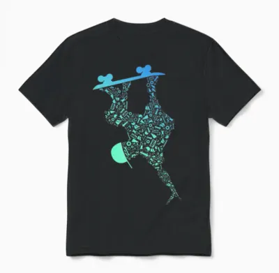Skateboard Shirts for Boys | Skater Gear Skateboard T-Shirt, Black Unisex T-Shirt - Black