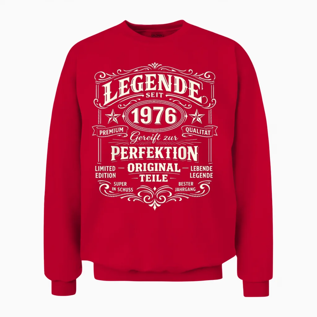 50th Birthday Man Woman 50 Years Decoration 1976 Gift Funny Unisex Sweatshirt in Red