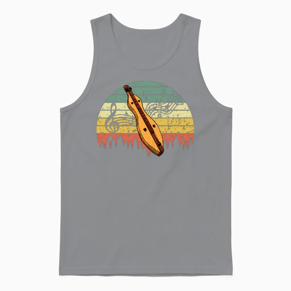 Retro Dulcimer Vintage Look Unisex Tank Top in Sport Grey