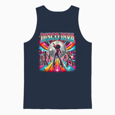 Ball Disco Diva Queen, 70s Retro Vintage Dancing T-Shirt, Black, S Unisex Tank Top - Navy