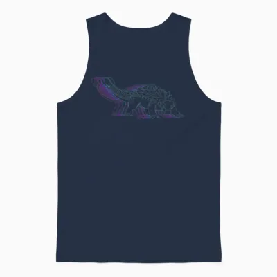 Retro Ankylosaurus Dinosaur Vaporwave Unisex Tank Top - Navy