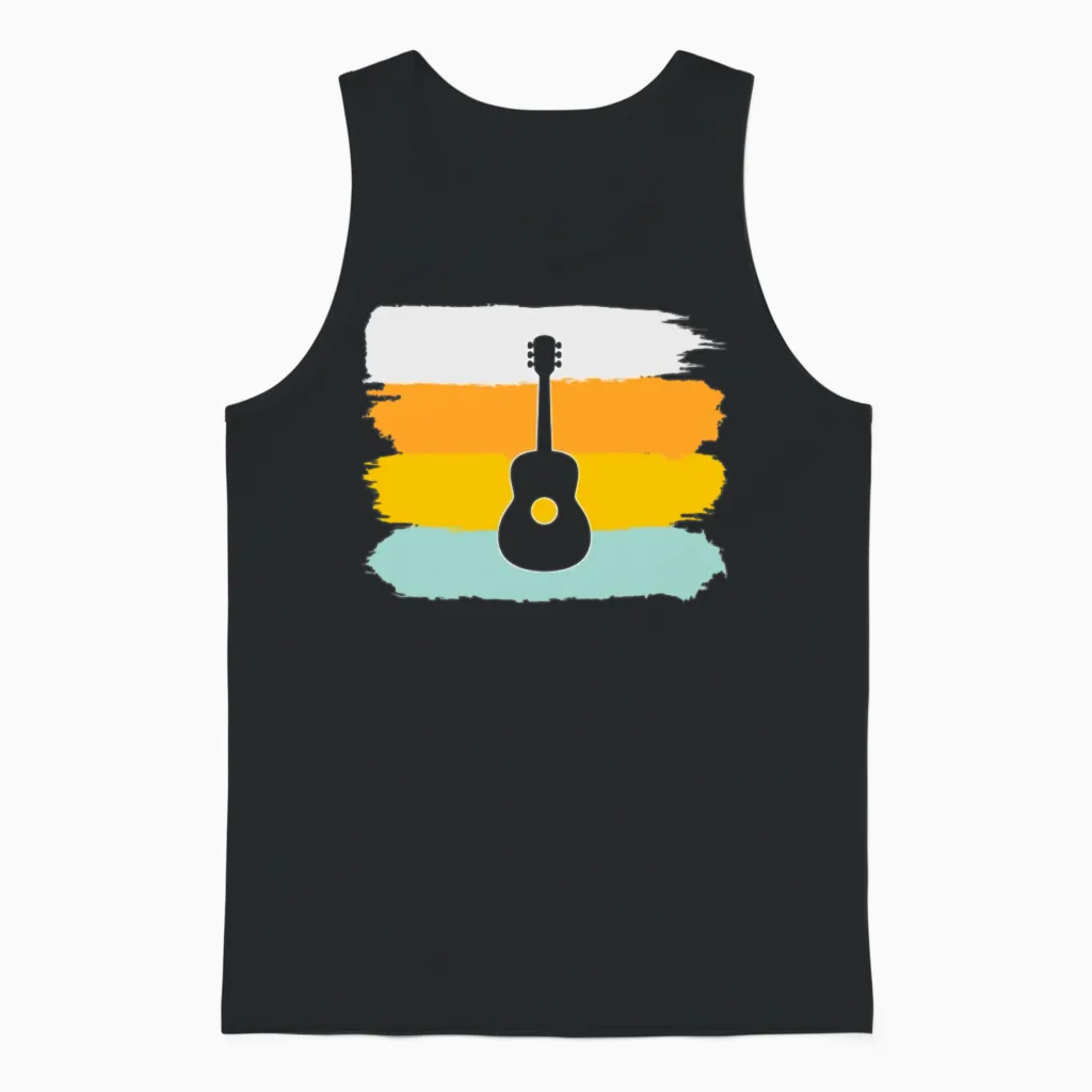 Guitar Retro Unisex Tank Top in Black