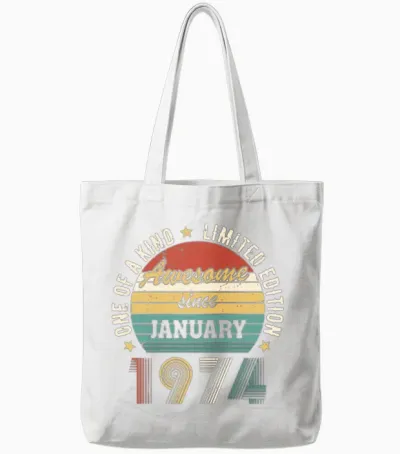 Awesome Since January 1974 Limited Edition Tote Bags - White