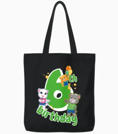 Talking Tom & Friends 6th Birthday Tote Bags - Black