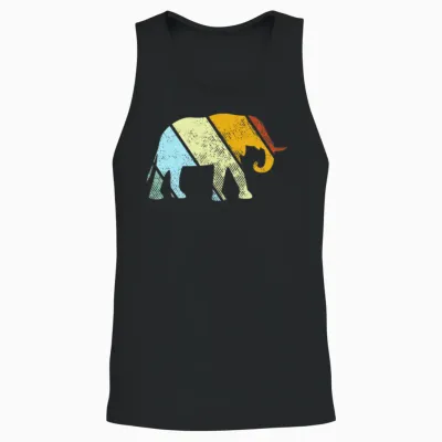 Elephant Retro Unisex Tank Top - Black