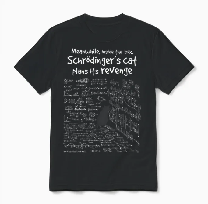 In Der Zwischenzeit Plans Schrödinger's Cat Her Revenge T-Shirt, Black Unisex T-Shirt in Black