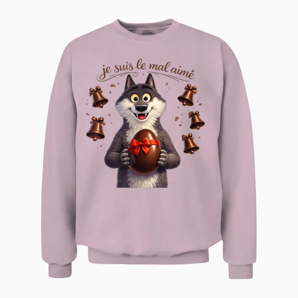 Le Loup Le Mal Aimé Easter Egg and Bells Chocolate Unisex Sweatshirt in Light Pink