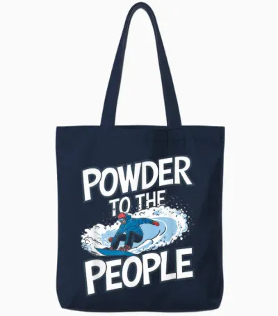 Funny Snowboarder Quote - Powder to the People Tote Bags - Navy