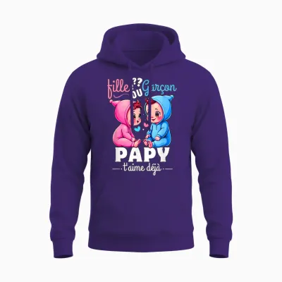 Man Gift Gender Reveal Grandpa Party Sex Reveal Baby T-Shirt, Black, S Unisex Hoodie - Purple