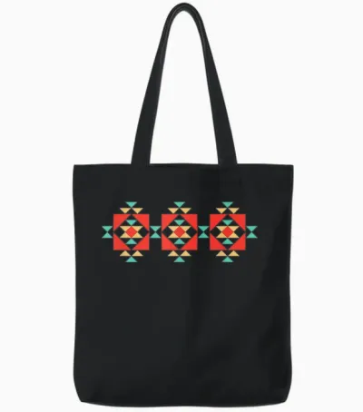 Motif Tribal Amérindien Du Sud-Ouest Santa Fe Tote Bags - Black