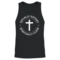 Social Distancing Spiritually Close Faith Unisex Tank Top - Black – 2