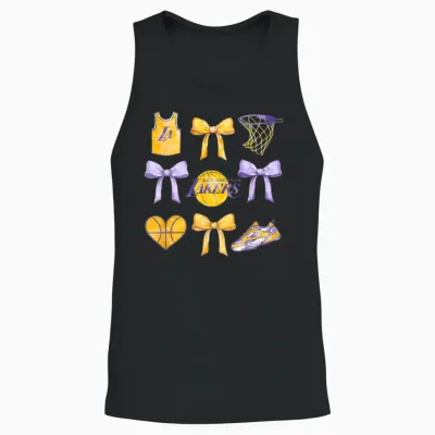Nba Los Angeles Lakers Bow Grid Unisex Tank Top - Black