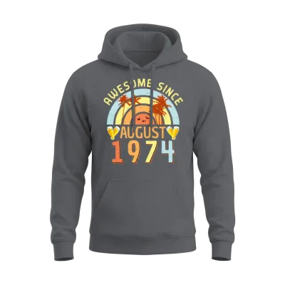 August 1974 Retro Unisex Hoodie - Charcoal