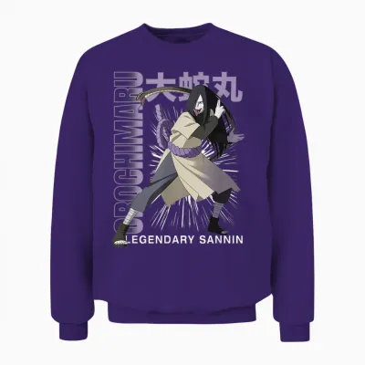 Naruto Shippuden Orochimaru Legendary Sannin Anime T-Shirt, Black, S Unisex Sweatshirt - Purple