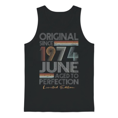 50th Birthday Vintage June 1974 Original 1974 Unisex Tank Top - Black