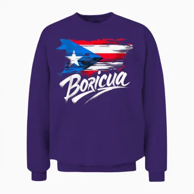 Puerto Rico Flag Boricua Unisex Sweatshirt - Purple