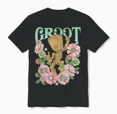 Marvel Guardians of the Galaxy Groot Floral Dance Poster T-Shirt Small Unisex T-Shirt - Black