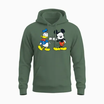 Disney Mickey Mouse and Donald Duck Best Friends Unisex Hoodie - Military Green