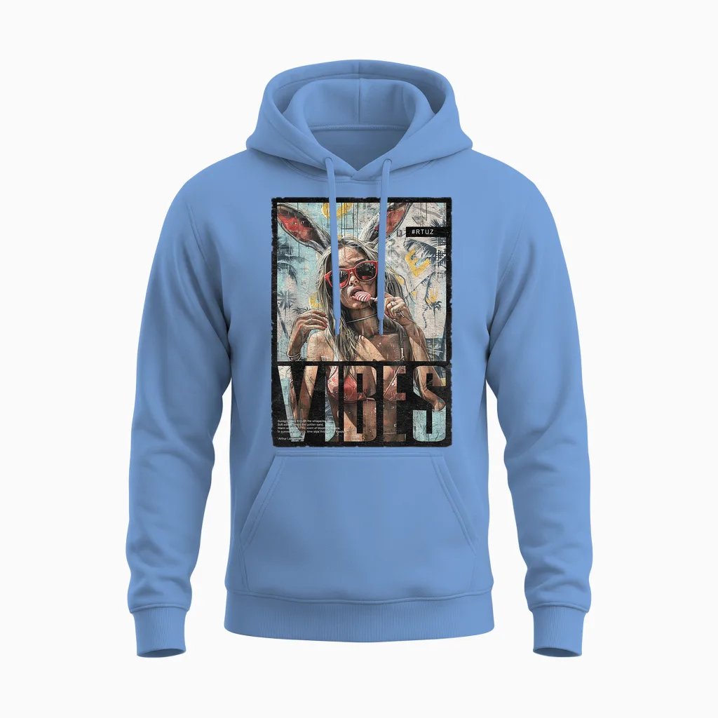 Vintage Girl Magazine Cover Sexy Model Pin-Up T-Shirt, Black Unisex Hoodie in Carolina Blue