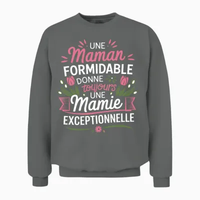 Cadeau Fete Des Grand Mere Maman Cadeau Personnalisé Mamie T-Shirt Haut De Gamme Unisex Sweatshirt - Graphite Heather